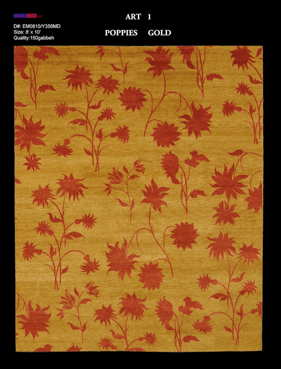 /Modern & Transtitional/Wool Silk/Poppies-GoldEM0810-Y356MD-8x10.jpg